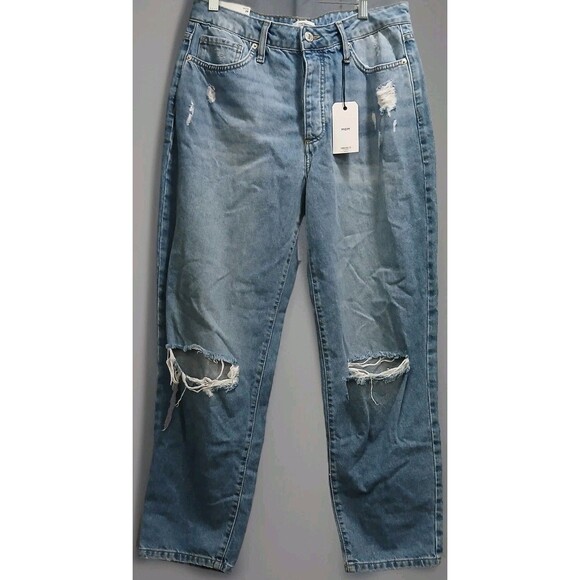 NWT Forever 21 Women’s 29 High Rise Relaxed Mom Jeans Distressed Light Wash Y2K - Picture 1 of 11